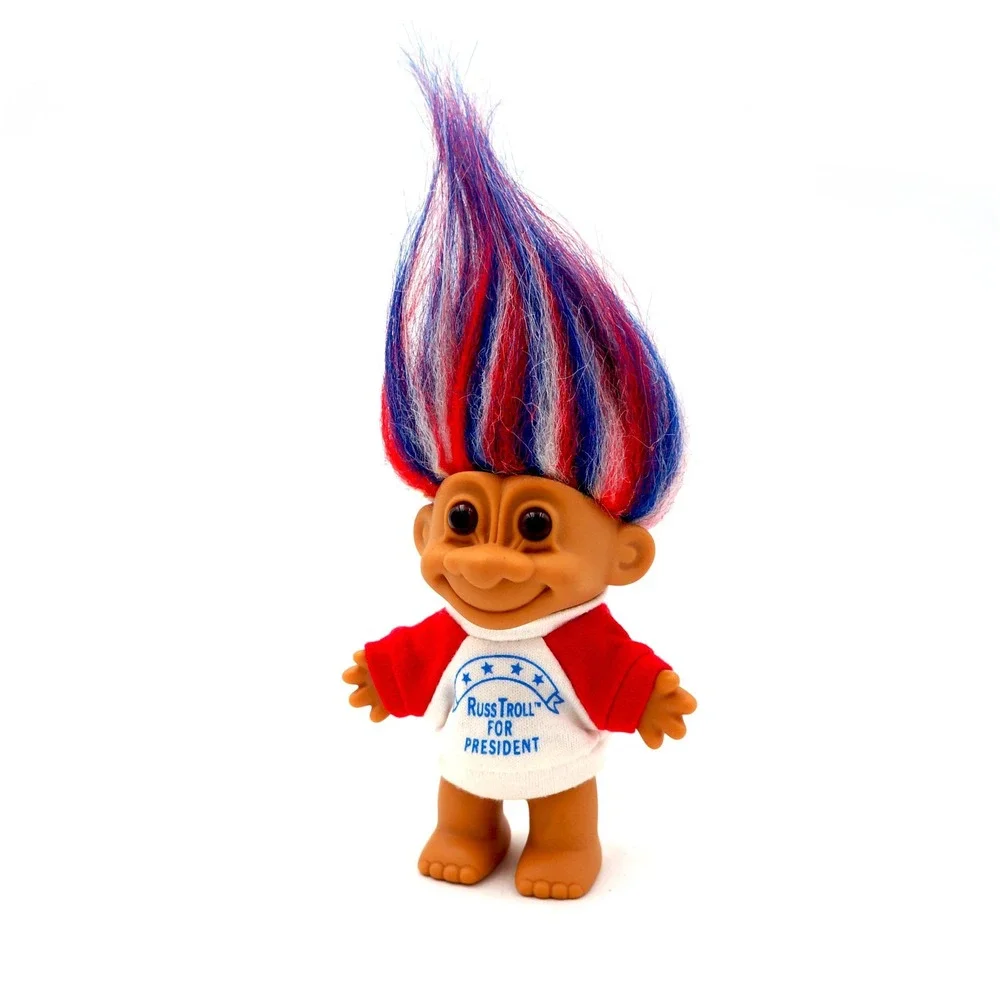 Vintage‎ 1990s Russ Troll Russ Troll for President T-Shirt Red White & Blue Hair